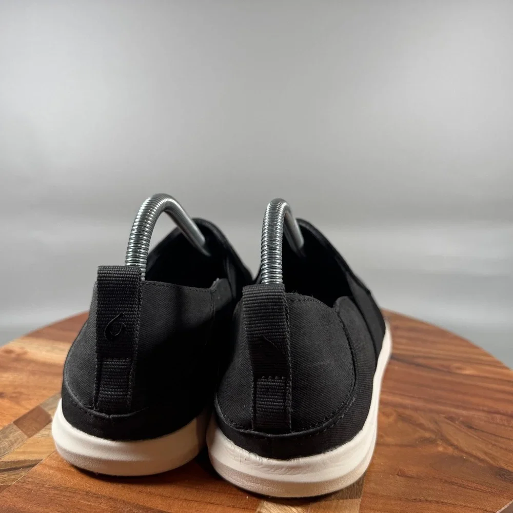 OluKai Hale'Iwa Black Slip On Mesh Sneakers Womens 10 20380-4040 Drop-in Heel